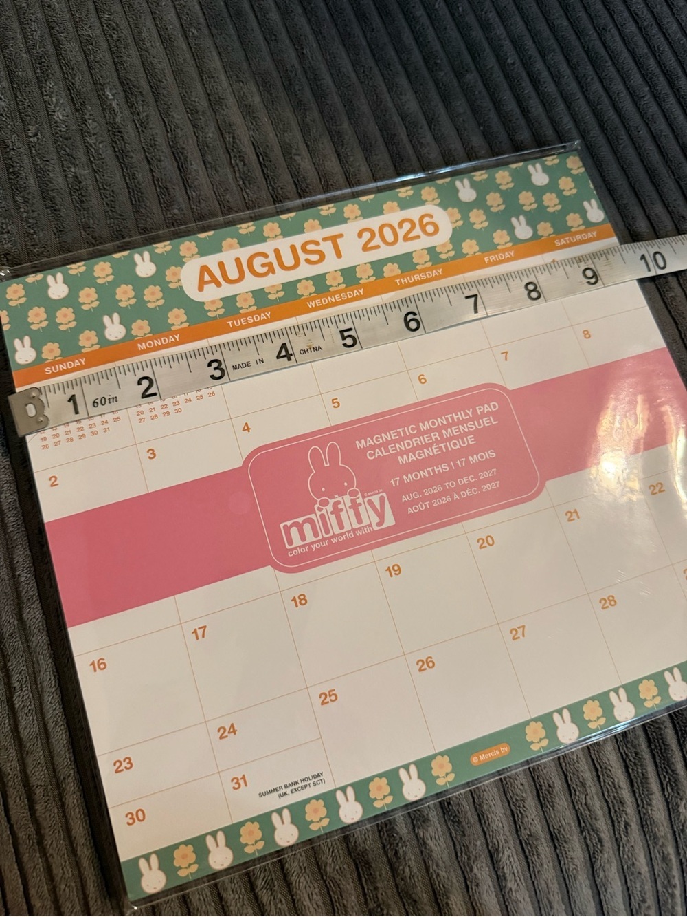 Miffy Aug 2026 - Dec 2027 Magnetic Monthly Pad - Green & Orange